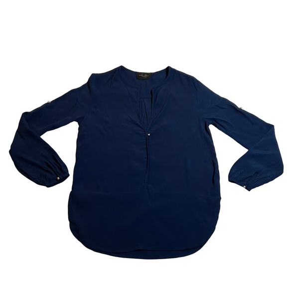 Romeo & Juliet Couture Tops - Romeo & Juliet Couture Split Neck Popover Tunic Blouse Size S Roll Tab Sleeve